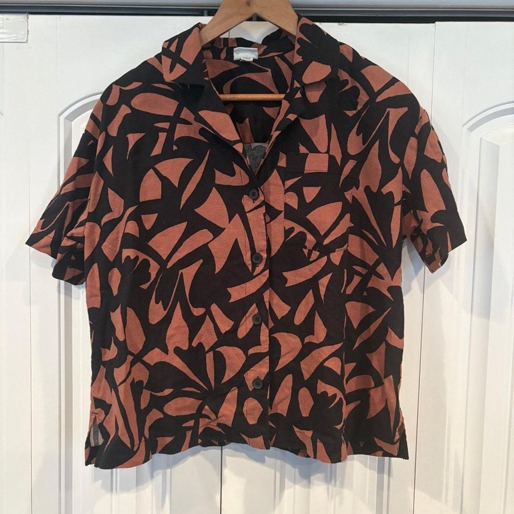 a new day Abstract Black and Brown Blouse